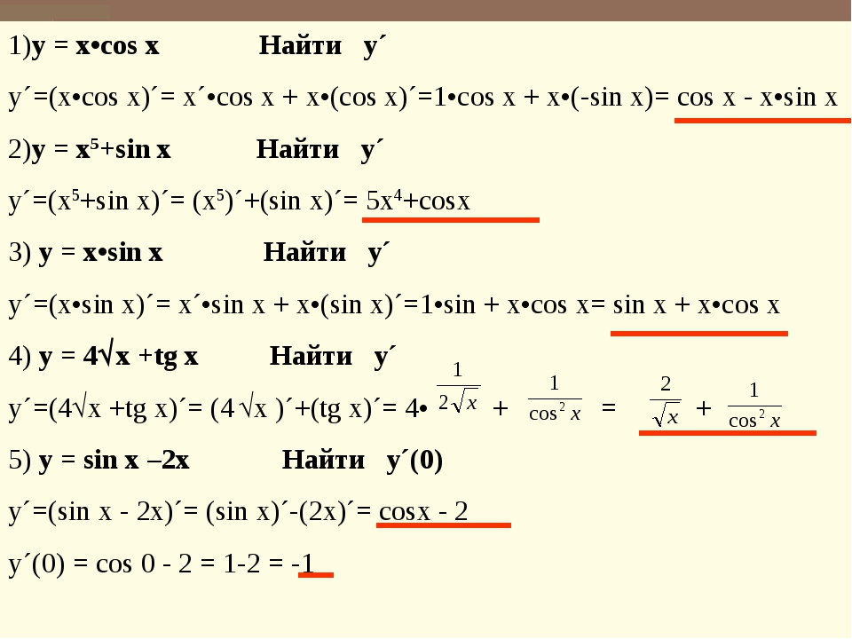 Вычислить производную sin x. X sinx производная. Производная cosx. Производная cos2x. Sinx cosx производная.